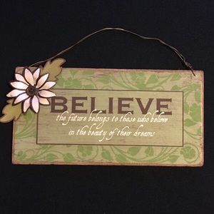 Wooden “Believe” Hanging Artwork